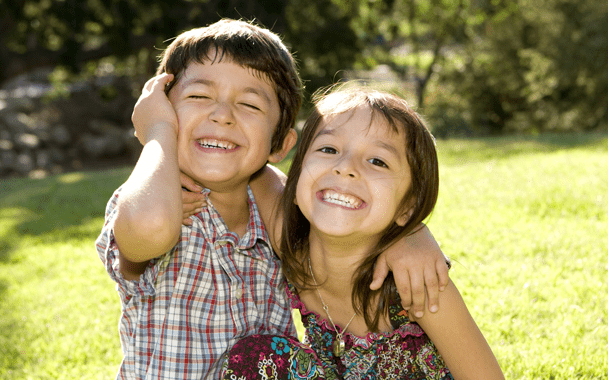 two kids laughing